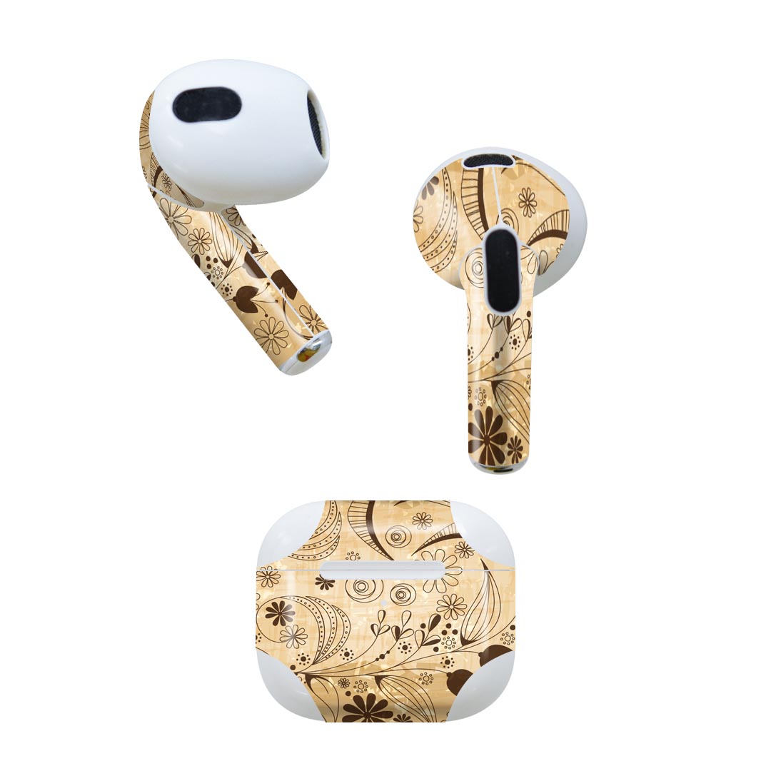 AirPods 第3世代 専用 デザインスキンシール airpods 3 用 エアポッド 3 用 第三世代（2021）対応 2枚入り 各2枚セット イヤホン カバー デコレーション アクセサリー デコシール 005513 花　　模様