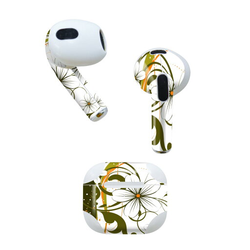 AirPods 第3世代 専用 デザインスキンシール airpods 3 用 エアポッド 3 用 第三世代(2021)対応 2枚入り 各2枚セット イヤホン カバー デコレーション アクセサリー デコシール 005579 花 グリーン AirPods 第3世代 専用 デザインスキンシール airpods 3 用 エアポッド 3 用 第三世代(2021)対応 2枚入り 各2枚セット イヤホン カバー デコレーション アクセサリー デコシール 005579 花 グリーン