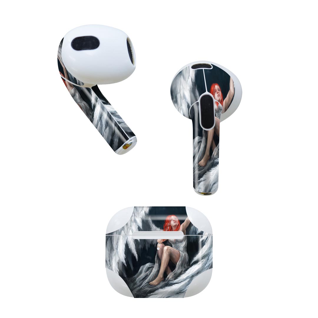 AirPods 第3世代 専用 デザインスキンシール airpods 3 用 エアポッド 3 用 第三世代（2021）対応 2枚入り 各2枚セット イヤホン カバー デコレーション アクセサリー デコシール 005896 イラスト　人物　羽　天使