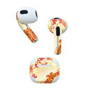 AirPods 第3世代 専用 デザインスキンシール airpods 3 用 エアポッド 3 用 第三世代(2021)対応 2枚入り 各2枚セット イヤホン カバー デコレーション アクセサリー デコシール 006018 花 リボン(2)