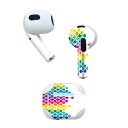 AirPods 第3世代 専用 デザインスキンシール airpods 3 用 エアポッド 3 用 第三世代(2021)対応 2枚入り 各2枚セット イヤホン カバー デコレーション アクセサリー デコシール 006084 レインボー 模様