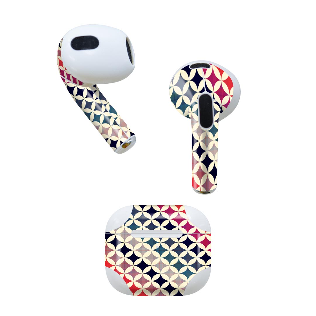 AirPods 第3世代 専用 デザインスキンシール airpods 3 用 エアポッド 3 用 第三世代（2021）対応 2枚入り 各2枚セット イヤホン カバー デコレーション アクセサリー デコシール 006219 カラフル　模様