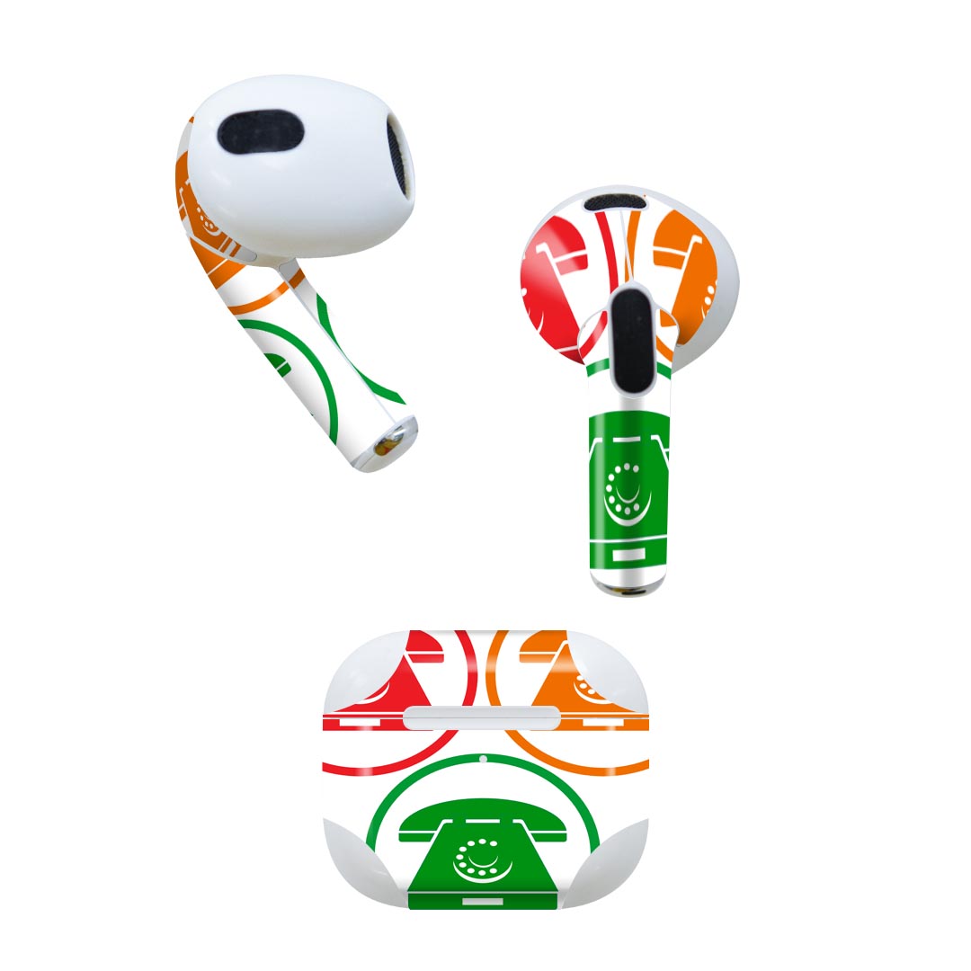 AirPods 第3世代 専用 デザインスキンシール airpods 3 用 エアポッド 3 用 第三世代（2021）対応 2枚入り 各2枚セット イヤホン カバー デコレーション アクセサリー デコシール 006544 電話　アイコン