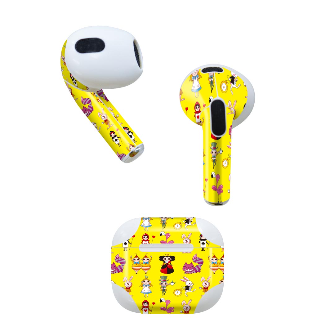 AirPods 第3世代 専用 デザインスキンシール airpods 3 用 エアポッド 3 用 第三世代（2021）対応 2枚入り 各2枚セット イヤホン カバー デコレーション アクセサリー デコシール 006721 アリス　イラスト　模様