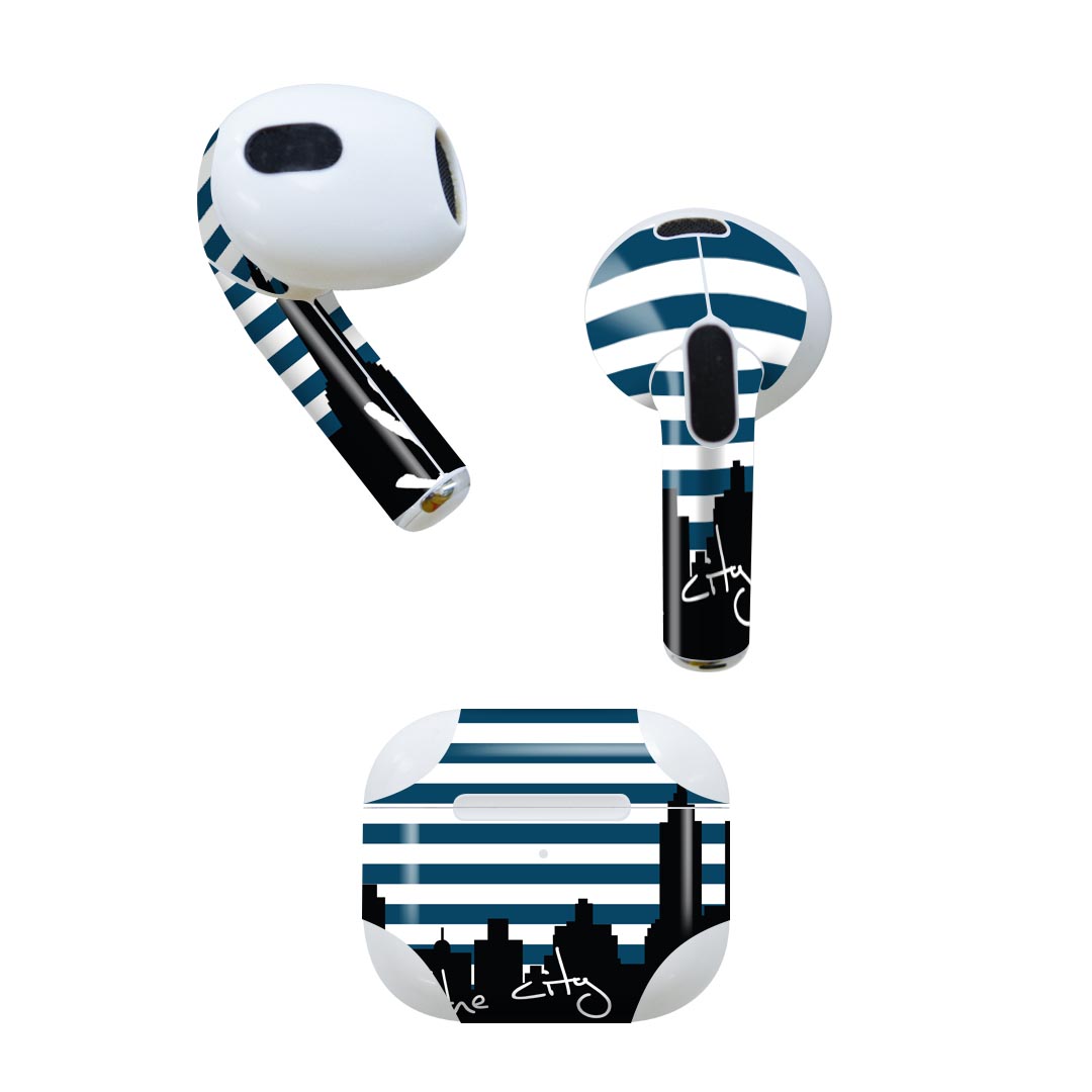 AirPods 第3世代 専用 デザインスキンシール airpods 3 用 エアポッド 3 用 第三世代（2021）対応 2枚入り 各2枚セット イヤホン カバー デコレーション アクセサリー デコシール 007224 建物　手