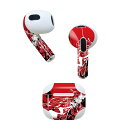 AirPods 第3世代 専用 デザインスキンシール airpods 3 用 エアポッド 3 用 第三世代(2021)対応 2枚入り 各2枚セット イヤホン カバー デコレーション アクセサリー デコシール 007233 赤 レッド インク(2)