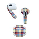 AirPods 第3世代 専用 デザインスキンシール airpods 3 用 エアポッド 3 用 第三世代(2021)対応 2枚入り 各2枚セット イヤホン カバー デコレーション アクセサリー デコシール 007432 チェック 模様 青 ブルー(2)