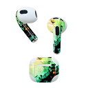 AirPods 第3世代 専用 デザインスキンシール airpods 3 用 エアポッド 3 用 第三世代(2021)対応 2枚入り 各2枚セット イヤホン カバー デコレーション アクセサリー デコシール 007488 ハロウィン コウモリ レインボー