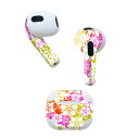AirPods 第3世代 専用 デザインスキンシール airpods 3 用 エアポッド 3 用 第三世代(2021)対応 2枚入り 各2枚セット イヤホン カバー デコレーション アクセサリー デコシール 007611 花 カラフル レインボー