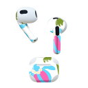 AirPods 第3世代 専用 デザインスキンシール airpods 3 用 エアポッド 3 用 第三世代(2021)対応 2枚入り 各2枚セット イヤホン カバー デコレーション アクセサリー デコシール 007636 イラスト 亀 花 かめ