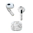 AirPods 第3世代 専用 デザインスキンシール airpods 3 用 エアポッド 3 用 第三世代(2021)対応 2枚入り 各2枚セット イヤホン カバー デコレーション アクセサリー デコシール 007877 花 イラスト 白黒(2)