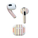 AirPods 第3世代 専用 デザインスキンシール airpods 3 用 エアポッド 3 用 第三世代(2021)対応 2枚入り 各2枚セット イヤホン カバー デコレーション アクセサリー デコシール 007965 ストライプ カラフル レインボー 模様