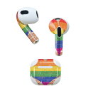 AirPods 第3世代 専用 デザインスキンシール airpods 3 用 エアポッド 3 用 第三世代(2021)対応 2枚入り 各2枚セット イヤホン カバー デコレーション アクセサリー デコシール 008069 ハート カラフル レインボー レンガ