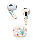 AirPods 第3世代 専用 デザインスキンシール airpods 3 用 エアポッド 3 用 第三世代(2021)対応 2枚入り 各2枚セット イヤホン カバー デコレーション アクセサリー デコシール 008119 アニマル ハート うさぎ 兎 花