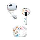 AirPods 第3世代 専用 デザインスキンシール airpods 3 用 エアポッド 3 用 第三世代(2021)対応 2枚入り 各2枚セット イヤホン カバー デコレーション アクセサリー デコシール 008187 カラフル レインボー 植物 模様