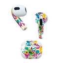 AirPods 第3世代 専用 デザインスキンシール airpods 3 用 エアポッド 3 用 第三世代(2021)対応 2枚入り 各2枚セット イヤホン カバー デコレーション アクセサリー デコシール 008196 カラフル レインボー ハート