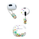 AirPods 第3世代 専用 デザインスキンシール airpods 3 用 エアポッド 3 用 第三世代(2021)対応 2枚入り 各2枚セット イヤホン カバー デコレーション アクセサリー デコシール 008205 花 カラフル レインボー 蝶