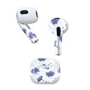 AirPods 第3世代 専用 デザインスキンシール airpods 3 用 エアポッド 3 用 第三世代(2021)対応 2枚入り 各2枚セット イヤホン カバー デコレーション アクセサリー デコシール 008261 和風 和柄 亀 鶴 青 ブルー
