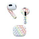 AirPods 第3世代 専用 デザインスキンシール airpods 3 用 エアポッド 3 用 第三世代(2021)対応 2枚入り 各2枚セット イヤホン カバー デコレーション アクセサリー デコシール 008294 カラフル レインボー ハート 模様