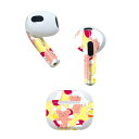 AirPods 第3世代 専用 デザインスキンシール airpods 3 用 エアポッド 3 用 第三世代(2021)対応 2枚入り 各2枚セット イヤホン カバー デコレーション アクセサリー デコシール 008373 テディベア イラスト ピンク 黄色(2)