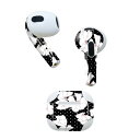 AirPods 第3世代 専用 デザインスキンシール airpods 3 用 エアポッド 3 用 第三世代(2021)対応 2枚入り 各2枚セット イヤホン カバー デコレーション アクセサリー デコシール 008470 花 黒 ブラック 模様(2)