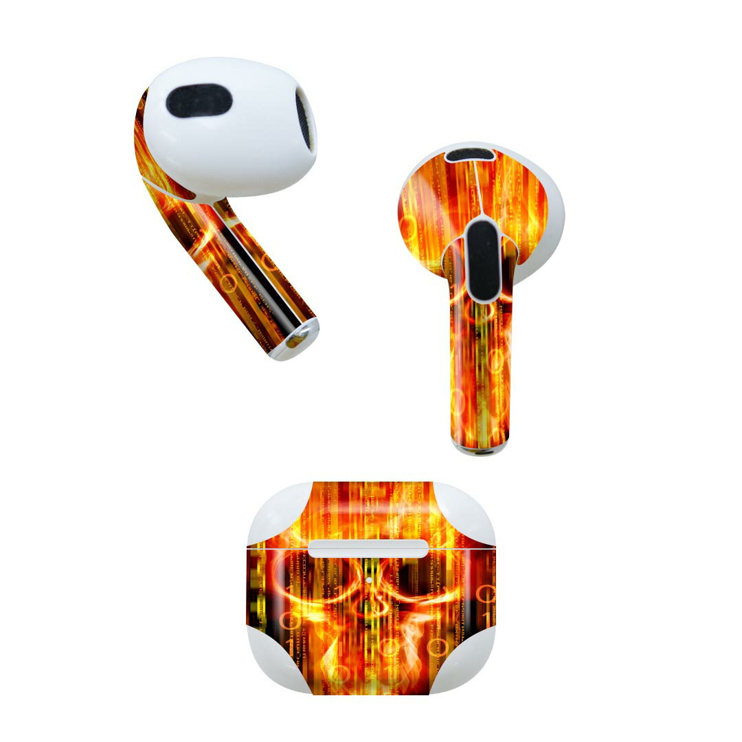 AirPods 第3世代 専用 デザインスキンシール airpods 3 用 エアポッド 3 用 第三世代（2021）対応 2枚入り 各2枚セット イヤホン カバー デコレーション アクセサリー デコシール 008479 文字　髑髏　ドクロ　赤　レッド