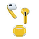 AirPods 第3世代 専用 デザインスキンシール airpods 3 用 エアポッド 3 用 第三世代(2021)対応 2枚入り 各2枚セット イヤホン カバー デコレーション アクセサリー デコシール 008967 シンプル 無地 黄色(2)