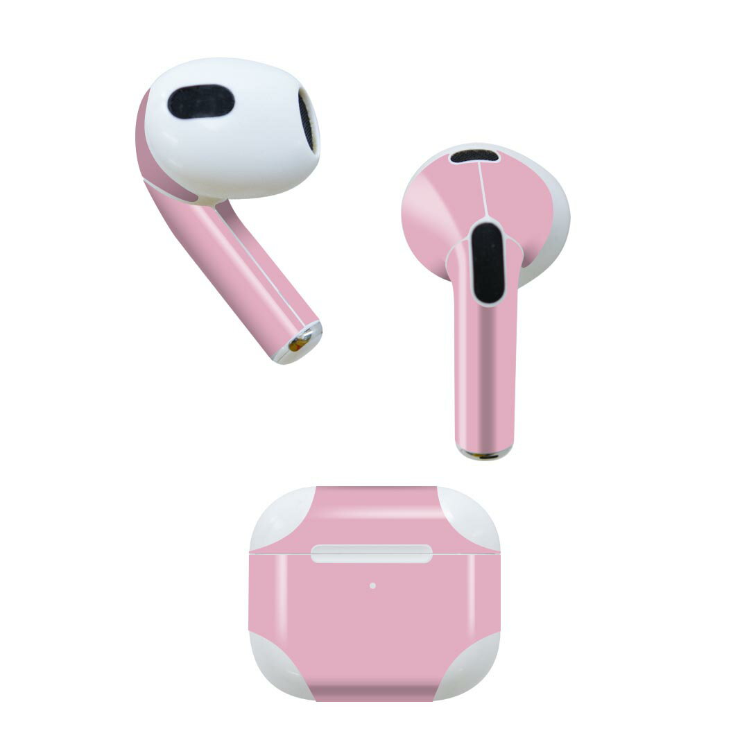 AirPods 第3世代 専用 デザインスキンシール airpods 3 用 エアポッド 3 用 第三世代（2021）対応 2枚入り 各2枚セット イヤホン カバー デコレーション アクセサリー デコシール 008998 シンプル　無地　ピンク