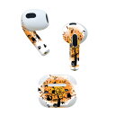 AirPods 第3世代 専用 デザインスキンシール airpods 3 用 エアポッド 3 用 第三世代(2021)対応 2枚入り 各2枚セット イヤホン カバー デコレーション アクセサリー デコシール 009162 オレンジ ハロウィン キャラクター