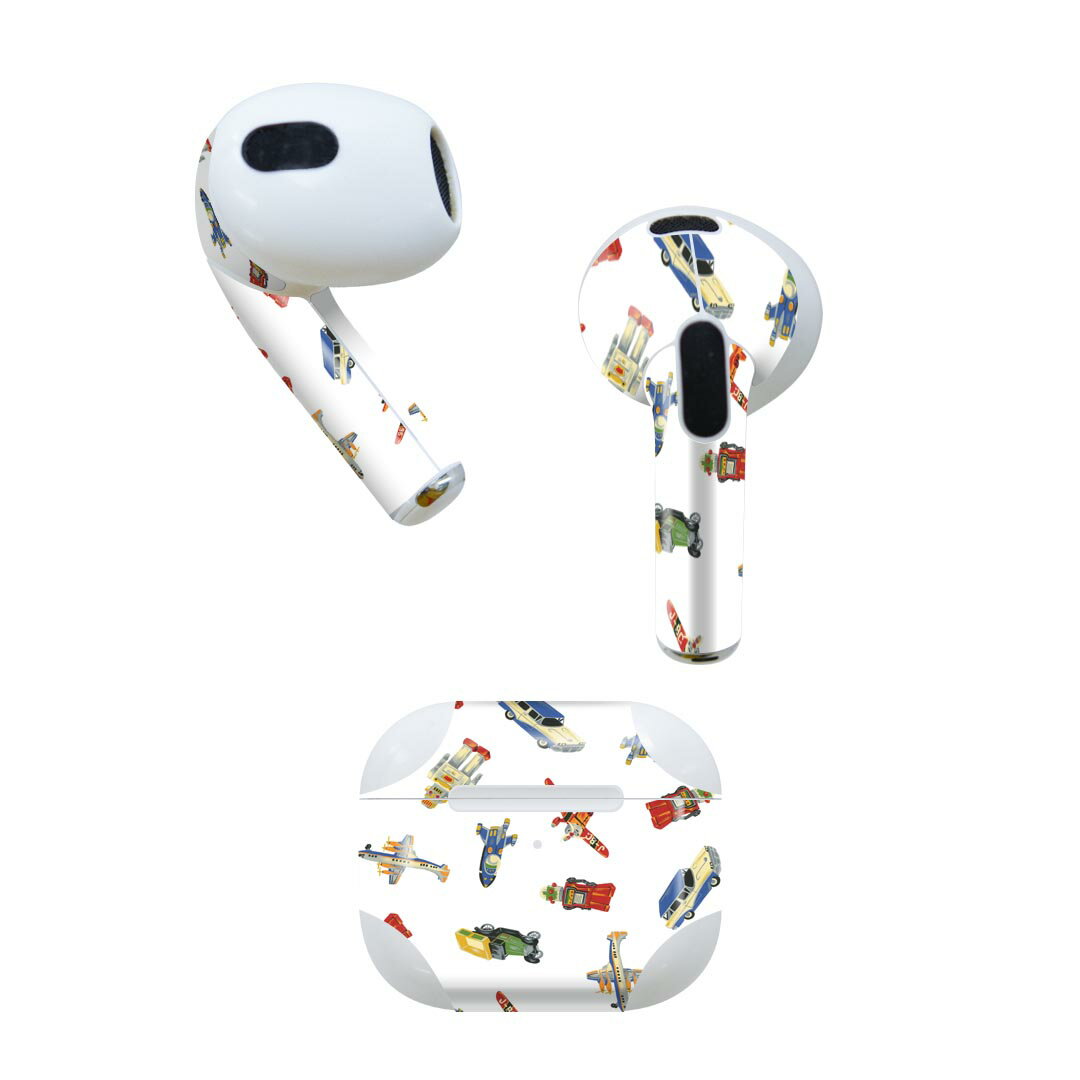楽天スマコレAirPods 第3世代 専用 デザインスキンシール airpods 3 用 エアポッド 3 用 第三世代（2021）対応 2枚入り 各2枚セット イヤホン カバー デコレーション アクセサリー デコシール 009466 乗り物　おもちゃ　ロボット