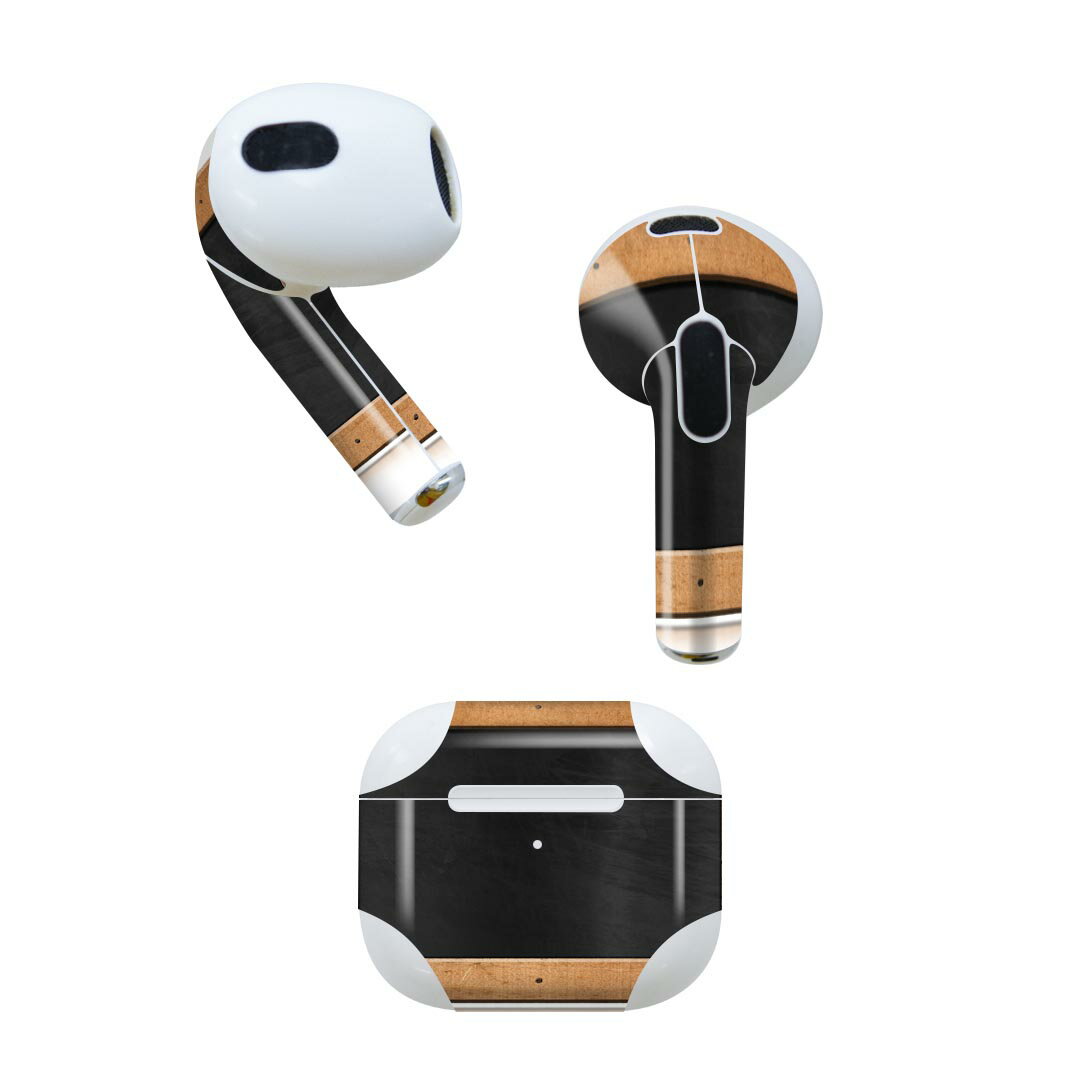 AirPods 第3世代 専用 デザインスキンシール airpods 3 用 エアポッド 3 用 第三世代（2021）対応 2枚入り 各2枚セット イヤホン カバー デコレーション アクセサリー デコシール 009906 黒板　シンプル