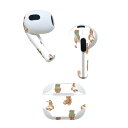 AirPods 第3世代 専用 デザインスキンシール airpods 3 用 エアポッド 3 用 第三世代(2021)対応 2枚入り 各2枚セット イヤホン カバー デコレーション アクセサリー デコシール 010194 動物 熊 うさぎ