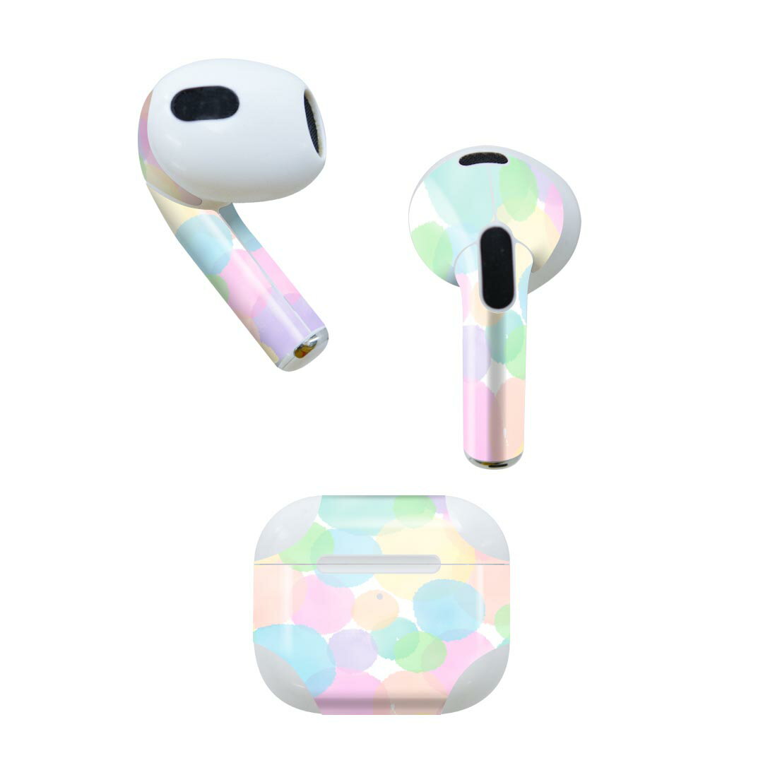 AirPods 第3世代 専用 デザインスキンシール airpods 3 用 エアポッド 3 用 第三世代（2021）対応 2枚入り 各2枚セット イヤホン カバー デコレーション アクセサリー デコシール 010248 カラフル　パステル