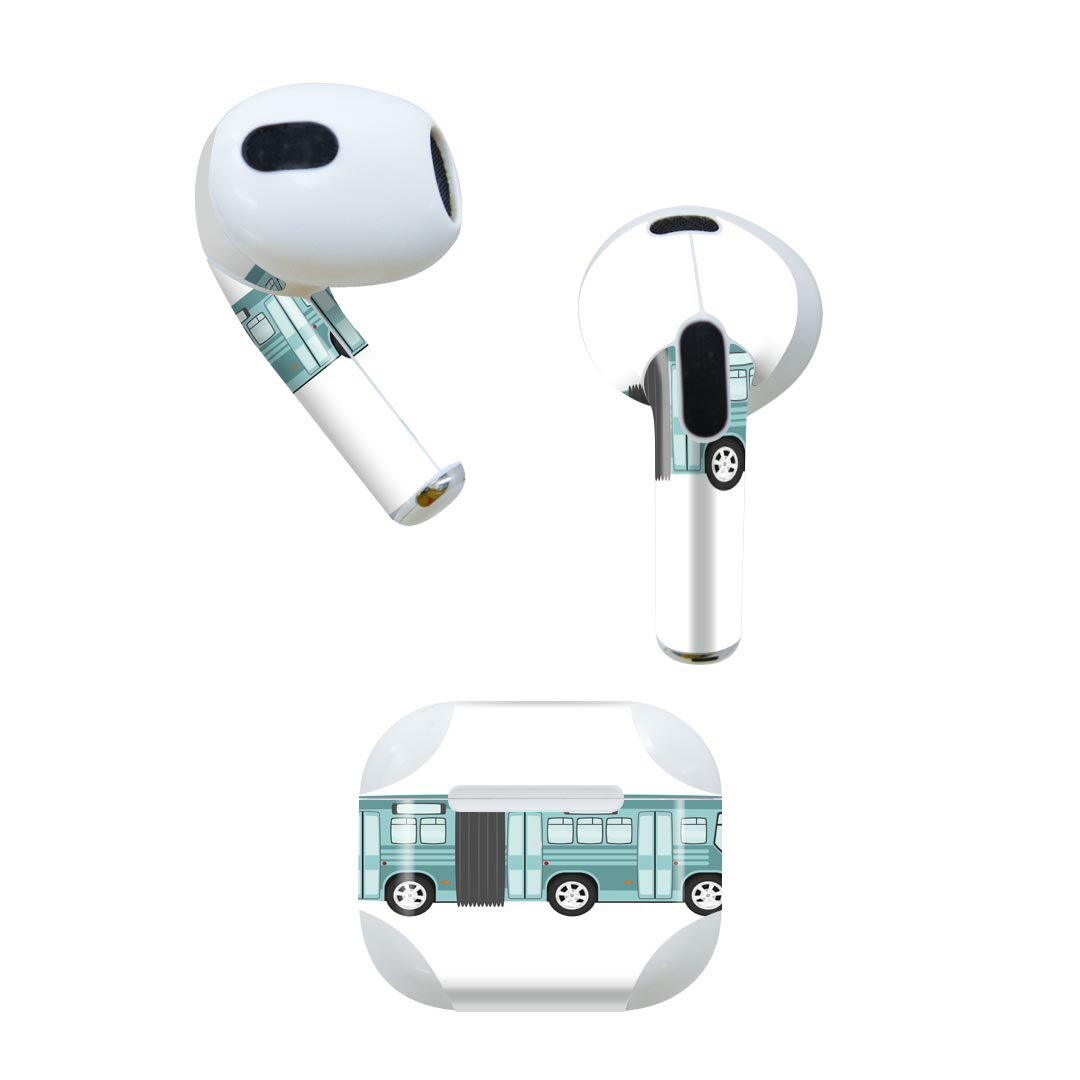AirPods 第3世代 専用 デザインスキンシール airpods 3 用 エアポッド 3 用 第三世代（2021）対応 2枚入り 各2枚セット イヤホン カバー デコレーション アクセサリー デコシール 010323 乗り物　車　緑