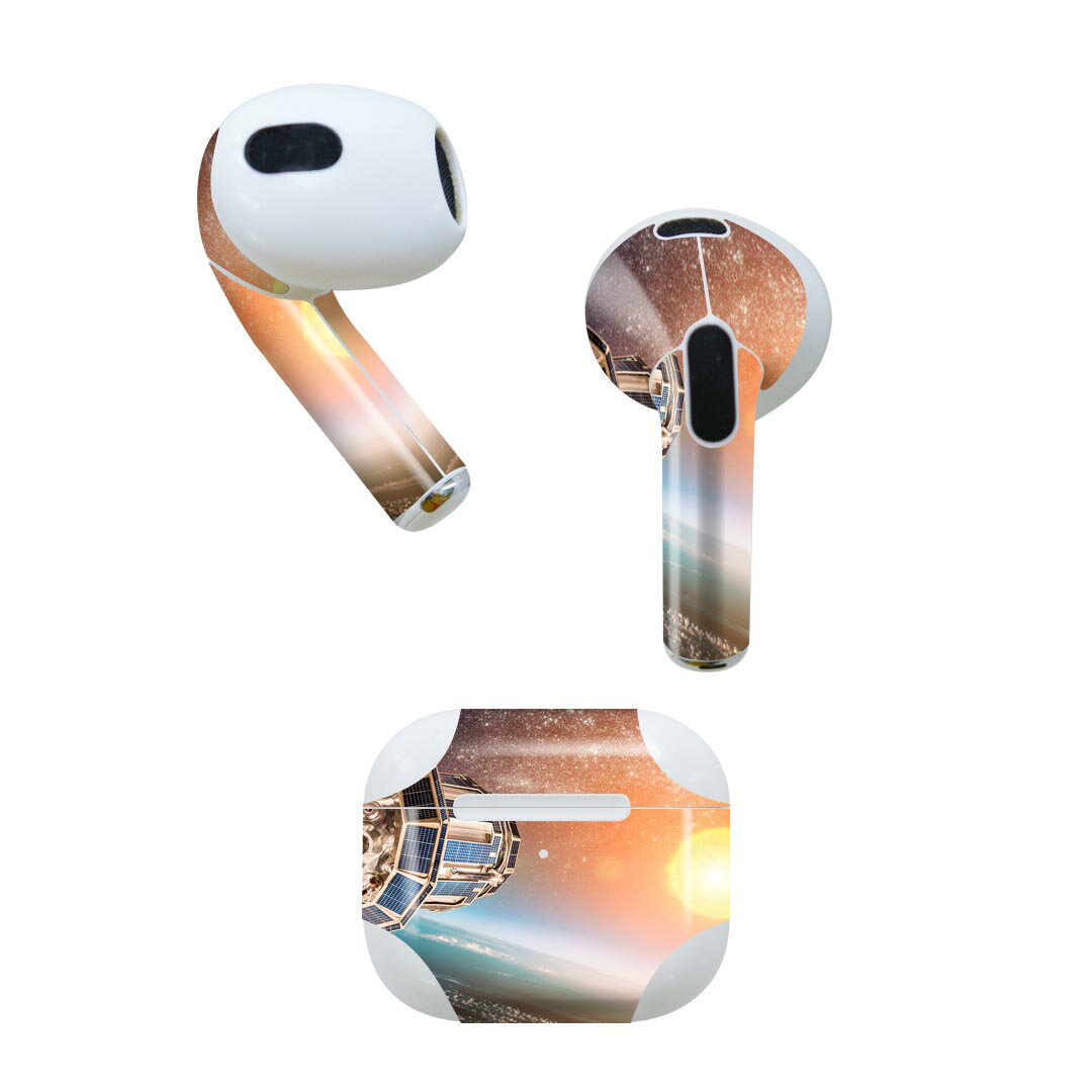 AirPods 第3世代 専用 デザインスキンシール airpods 3 用 エアポッド 3 用 第三世代(2021)対応 2枚入り 各2枚セット イヤホン カバー デコレーション アクセサリー デコシール 010462 宇宙 惑星 写真