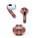 AirPods 第3世代 専用 デザインスキンシール airpods 3 用 エアポッド 3 用 第三世代(2021)対応 2枚入り 各2枚セット イヤホン カバー デコレーション アクセサリー デコシール 010831 チェック 赤 黒(2)