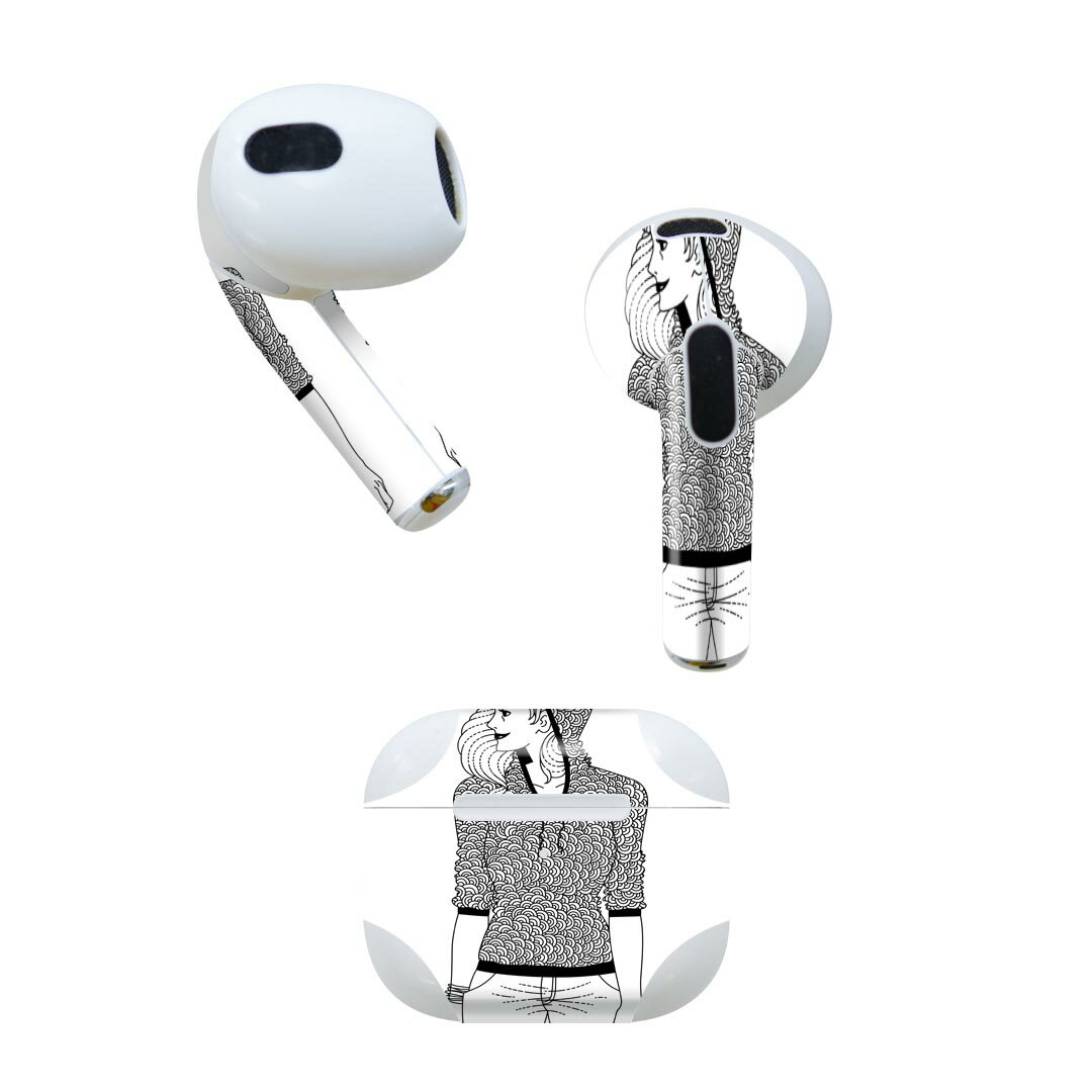 AirPods 第3世代 専用 デザインスキンシール airpods 3 用 エアポッド 3 用 第三世代（2021）対応 2枚入り 各2枚セット イヤホン カバー デコレーション アクセサリー デコシール 010985 女性　ファッション　おしゃれ