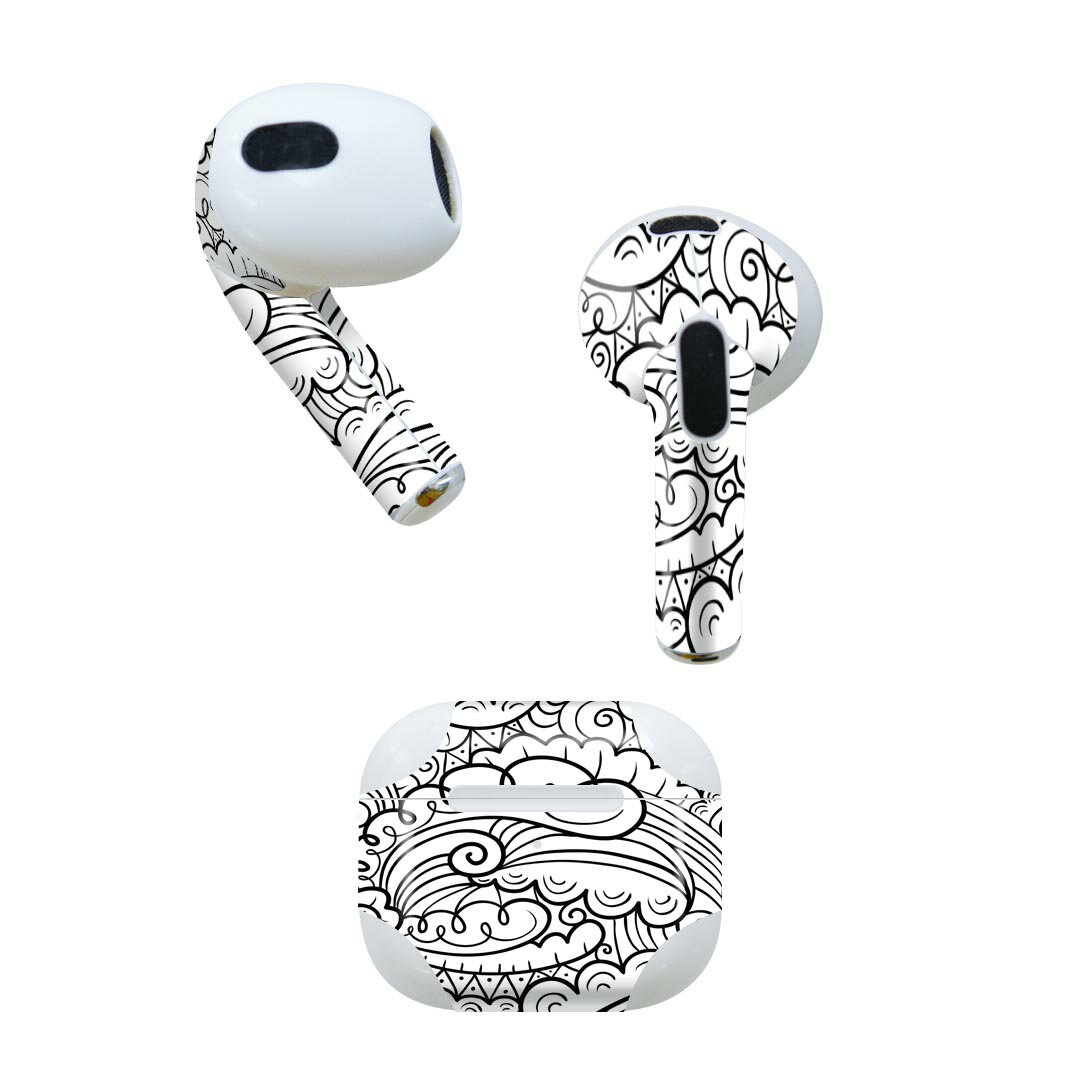 AirPods 第3世代 専用 デザインスキンシール airpods 3 用 エアポッド 3 用 第三世代（2021）対応 2枚入り 各2枚セット イヤホン カバー デコレーション アクセサリー デコシール 011288 模様　モノトーン　派手