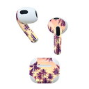 AirPods 第3世代 専用 デザインスキンシール airpods 3 用 エアポッド 3 用 第三世代(2021)対応 2枚入り 各2枚セット イヤホン カバー デコレーション アクセサリー デコシール 011308 夏 ヤシの木 夕日