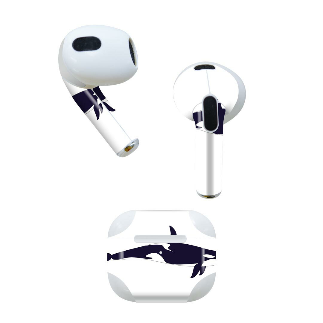 AirPods 第3世代 専用 デザインスキンシール airpods 3 用 エアポッド 3 用 第三世代（2021）対応 2枚入り 各2枚セット イヤホン カバー デコレーション アクセサリー デコシール 011424 海　生き物　イルカ