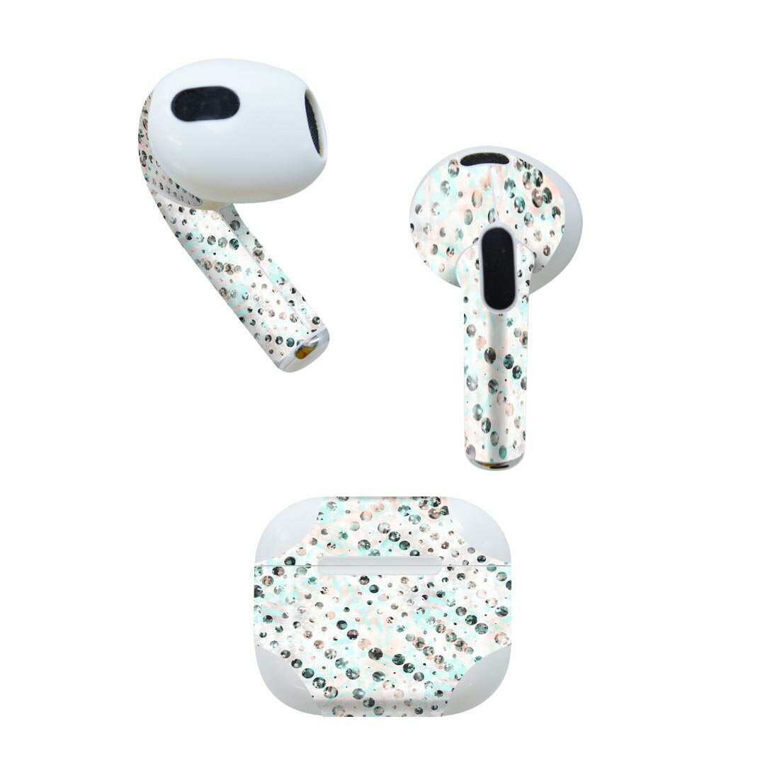AirPods 第3世代 専用 デザインスキンシール airpods 3 用 エアポッド 3 用 第三世代(2021)対応 2枚入り 各2枚セット イヤホン カバー デコレーション アクセサリー デコシール 012198 ドット 水玉 シンプル