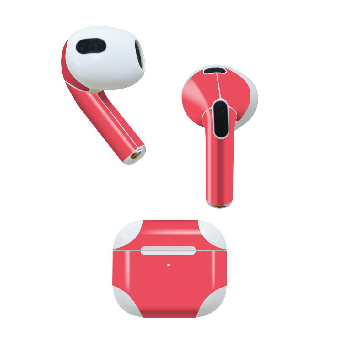 AirPods 第3世代 専用 デザインスキンシール airpods 3 用 エアポッド 3 用 第三世代（2021）対応 2枚入り 各2枚セット イヤホン カバー デコレーション アクセサリー デコシール 012233 ピンク　単色　シンプル