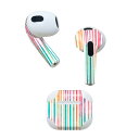 AirPods 第3世代 専用 デザインスキンシール airpods 3 用 エアポッド 3 用 第三世代(2021)対応 2枚入り 各2枚セット イヤホン カバー デコレーション アクセサリー デコシール 012357 ストライプ カラフル レインボー