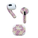 AirPods 第3世代 専用 デザインスキンシール airpods 3 用 エアポッド 3 用 第三世代(2021)対応 2枚入り 各2枚セット イヤホン カバー デコレーション アクセサリー デコシール 012481 バラ 花 紫(2)