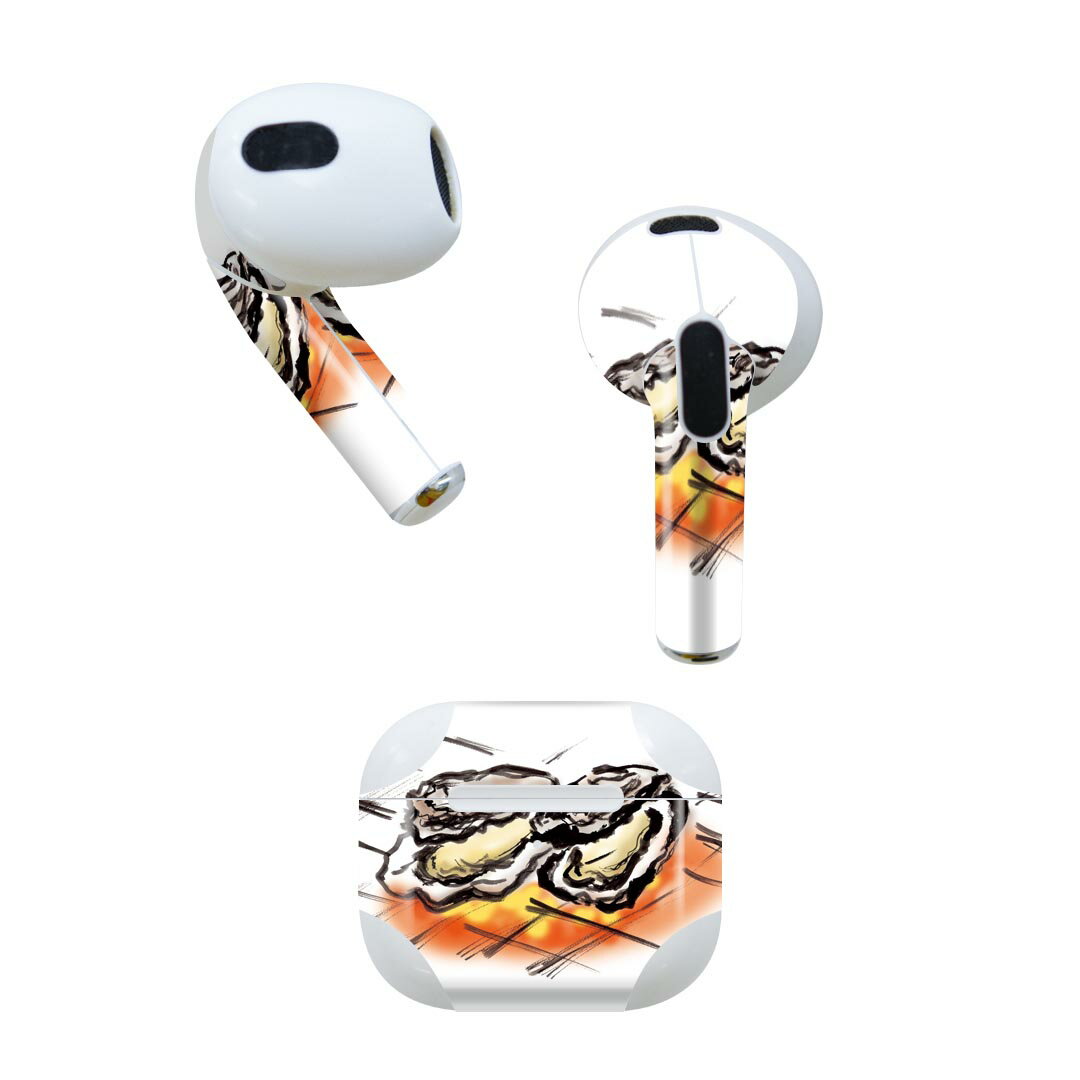 AirPods 第3世代 専用 デザインスキンシール airpods 3 用 エアポッド 3 用 第三世代（2021）対応 2枚入り 各2枚セット イヤホン カバー デコレーション アクセサリー デコシール 013293 食べ物　絵　かき
