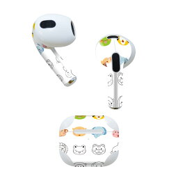 AirPods 第3世代 専用 デザインスキンシール airpods 3 用 エアポッド 3 用 第三世代（2021）対応 2枚入り 各2枚セット イヤホン カバー デコレーション アクセサリー デコシール 013543 動物　可愛い　子供