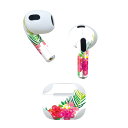 AirPods 第3世代 専用 デザインスキンシール airpods 3 用 エアポッド 3 用 第三世代(2021)対応 2枚入り 各2枚セット イヤホン カバー デコレーション アクセサリー デコシール 013924 ハイビスカス トロピカル リーフ(2)