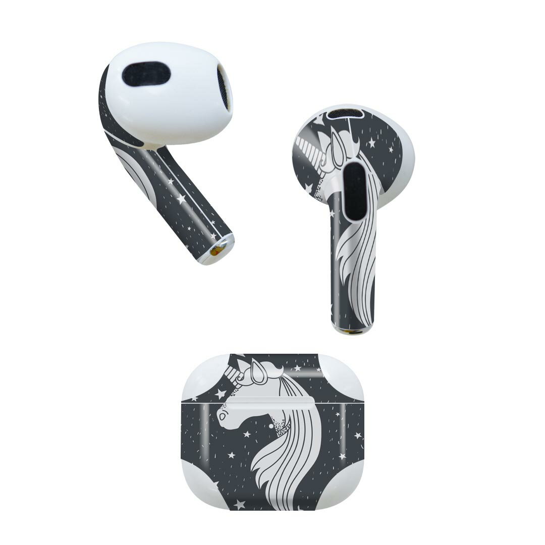 AirPods 第3世代 専用 デザインスキンシール airpods 3 用 エアポッド 3 用 第三世代（2021）対応 2枚入り 各2枚セット イヤホン カバー デコレーション アクセサリー デコシール 013987 ユニコーン　星