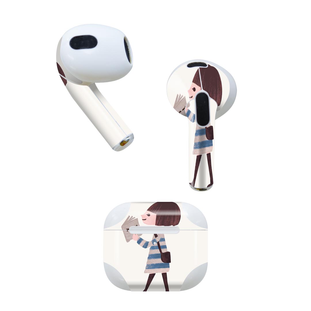 AirPods 第3世代 専用 デザインスキンシール airpods 3 用 エアポッド 3 用 第三世代（2021）対応 2枚入り 各2枚セット イヤホン カバー デコレーション アクセサリー デコシール 014682 人物　本