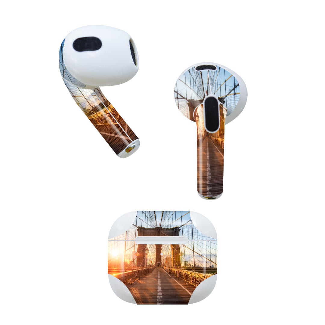 AirPods 第3世代 専用 デザインスキンシール airpods 3 用 エアポッド 3 用 第三世代（2021）対応 2枚入り 各2枚セット イヤホン カバー デコレーション アクセサリー デコシール 014736 橋　風景　写真